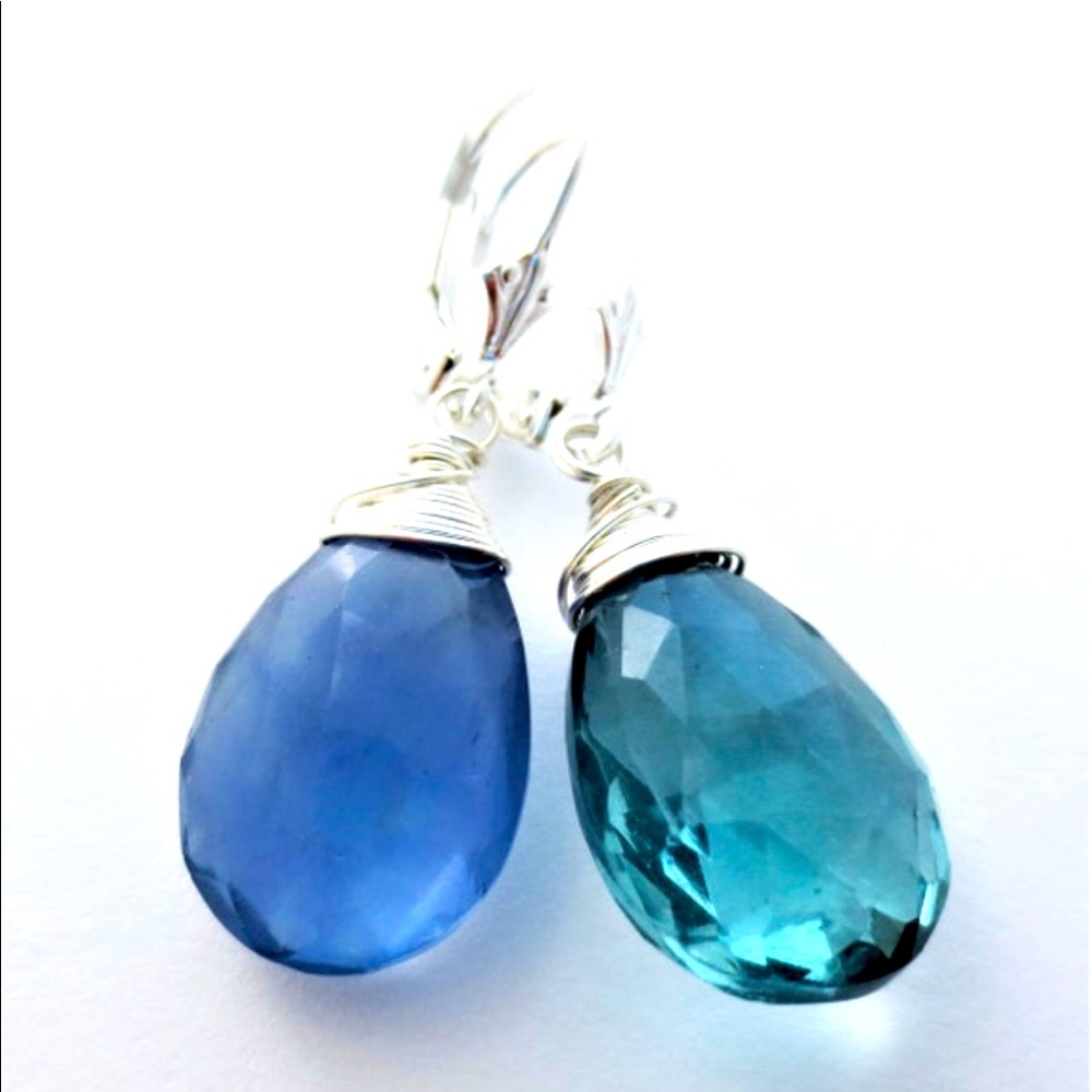 Sterling silver lever back Fluorite crystal earrings